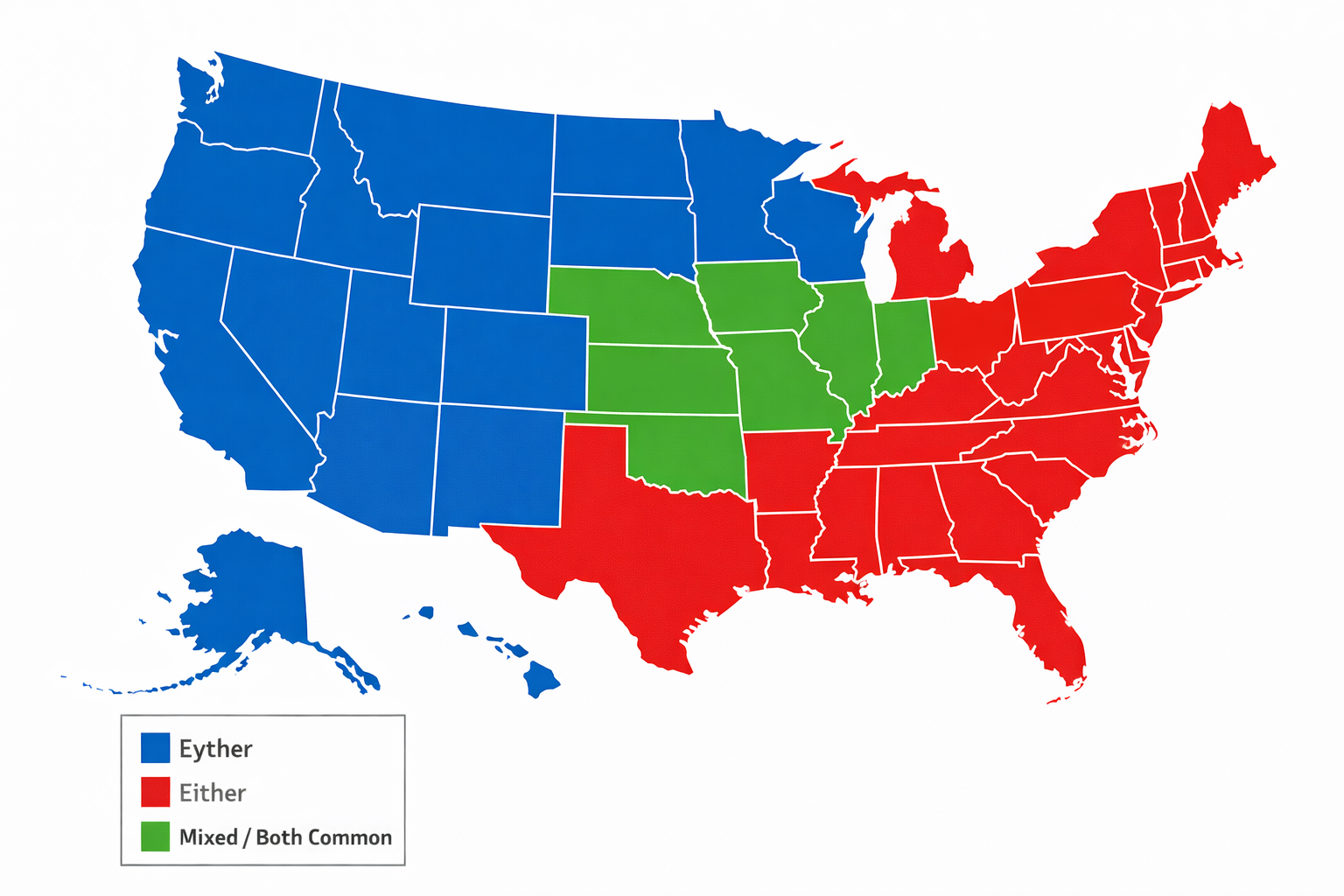 US map: "Either" pronunciation regions